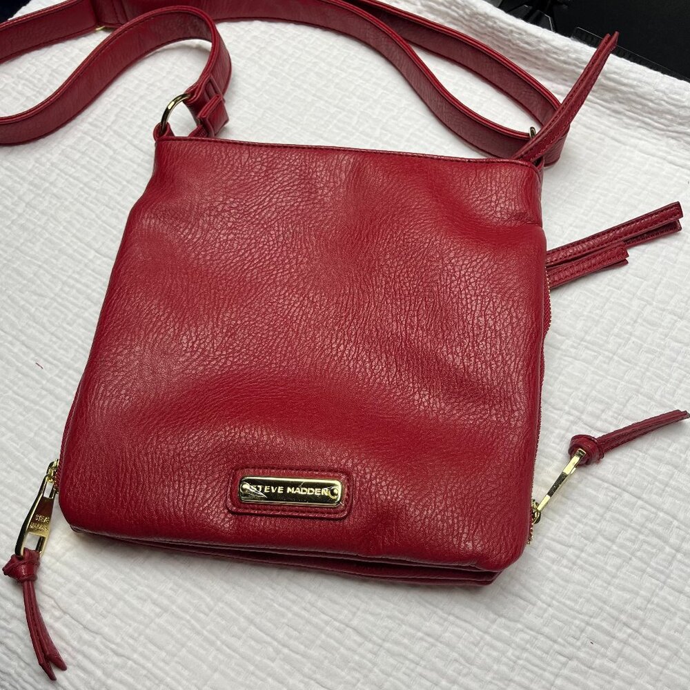 Steve Madden Red Crossbody w/ Gold Zippers
